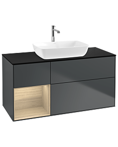 Villeroy und Boch Finion Waschtischunterschrank G822PCHG 120cm, Abdeckplatte black matt, Emotion, Regale Oak Veneer, Midnight Blue Matt Lacquer