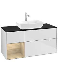 Villeroy und Boch Finion Villeroy und Boch Finion G822PCMT 120cm, cover plate black matt, Emotion, shelves Oak Veneer , white matt lacquer