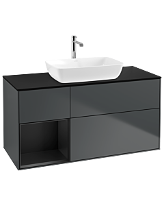 Villeroy und Boch Finion Waschtischunterschrank G822PDHG 120cm, Abdeckplatte black matt, Emotion, Regale Black matt lacquer, Midnight Blue Matt Lacquer
