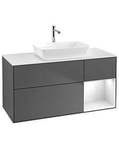 Villeroy und Boch Finion Villeroy und Boch Finion G831GFGK 120cm, cover plate white matt, Emotion, shelves Glossy white lacquer, anthracite matt