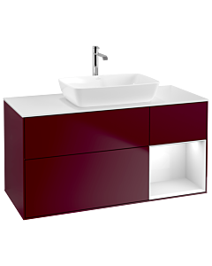 Villeroy und Boch Finion Waschtischunterschrank G831GFHB 120cm, Abdeckplatte white matt, Emotion, Regale Glossy white lacquer, Peony Matt