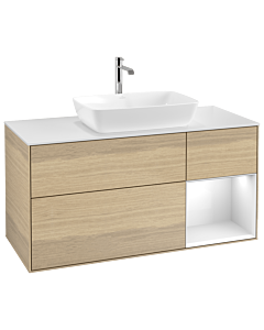 Villeroy und Boch Finion Villeroy und Boch Finion G831GFPC 120cm, cover plate white matt, Emotion, shelves Glossy white lacquer, Oak Veneer
