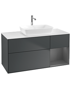 Villeroy und Boch Finion Waschtischunterschrank G831GKHG 120cm, Abdeckplatte white matt, Emotion, Regale Anthracite matt lacquer, Midnight Blue Matt Lacquer