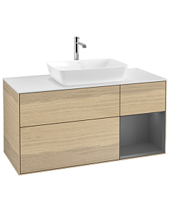 Villeroy und Boch Finion Villeroy und Boch G831GKPC 120cm, plaque de finition blanc mat, Emotion, étagères laqué anthracite mat, Oak Veneer