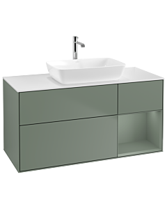 Villeroy und Boch Finion Waschtischunterschrank G831GMGM 120cm, Abdeckplatte white matt, Emotion, Regale Olive matt lacquer, Olive Matt Lacquer