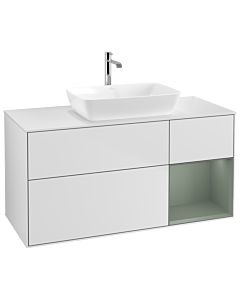 Villeroy und Boch Finion Villeroy und Boch Finion G831GMMT 120cm, cover plate white matt, Emotion, shelves olive matt lacquer, white matt lacquer