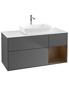 Villeroy und Boch Finion Villeroy und Boch Finion G831GNGK 120cm, cover plate white matt, Emotion, shelves Walnut Veneer , anthracite matt