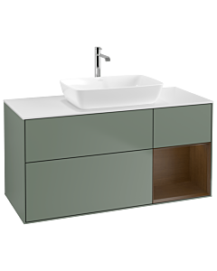 Villeroy und Boch Finion Villeroy und Boch Finion G831GNGM 120cm, cover plate white matt, Emotion, shelves Walnut Veneer , Olive Matt Lacquer