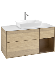 Villeroy und Boch Finion Waschtischunterschrank G831GNPC 120cm, Abdeckplatte white matt, Emotion, Regale Walnut Veneer, Oak Veneer