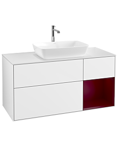 Villeroy und Boch Finion Waschtischunterschrank G831HBGF 120cm, Abdeckplatte white matt, Emotion, Regale Peony matt lacquer, Glossy white lacquer