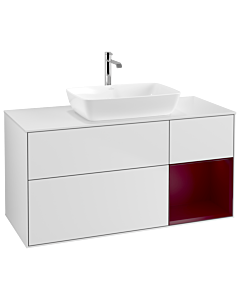 Villeroy und Boch Finion Villeroy und Boch G831HBMT 120cm, plaque de recouvrement blanc mat, Emotion, étagères Peony laqué mat, laqué blanc mat