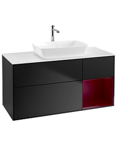 Villeroy und Boch Finion Waschtischunterschrank G831HBPD 120cm, Abdeckplatte white matt, Emotion, Regale Peony matt lacquer, Black matt lacquer