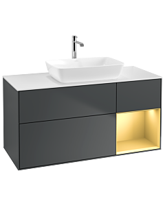 Villeroy und Boch Finion Villeroy und Boch Finion G831HFHG 120cm, cover plate white matt, Emotion, shelves gold matt lacquer, midnight Blue Matt Lacquer