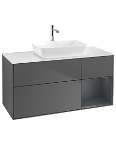 Villeroy und Boch Finion Waschtischunterschrank G831HGGK 120cm, Abdeckplatte white matt, Emotion, Regale Midnight matt lacquer, Anthracite matt