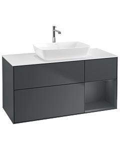 Villeroy und Boch Finion Waschtischunterschrank G831HGHG 120cm, Abdeckplatte white matt, Emotion, Regale Midnight matt lacquer, Midnight Blue Matt Lacquer