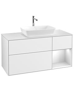 Villeroy und Boch Finion Waschtischunterschrank G831MTGF 120cm, Abdeckplatte white matt, Emotion, Regale White matt lacquer, Glossy white lacquer