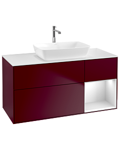 Villeroy und Boch Finion Villeroy und Boch G831MTHB 120cm, plaque de finition blanc mat, Emotion, étagères laqué blanc mat, Peony Matt