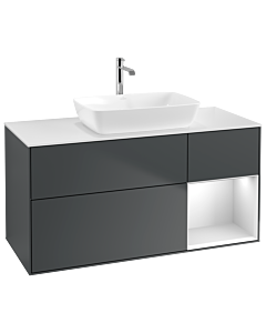 Villeroy und Boch Finion Waschtischunterschrank G831MTHG 120cm, Abdeckplatte white matt, Emotion, Regale White matt lacquer, Midnight Blue Matt Lacquer