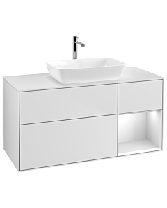 Villeroy und Boch Finion Waschtischunterschrank G831MTMT 120cm, Abdeckplatte white matt, Emotion, Regale White matt lacquer, White matt lacquer