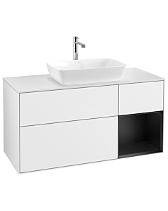 Villeroy und Boch Finion Villeroy und Boch Finion G831PDGF 120cm, cover plate white matt, Emotion, shelves Black matt lacquer, Glossy white lacquer