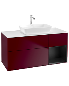 Villeroy und Boch Finion Villeroy und Boch G831PDHB 120cm, plaque de finition blanc mat, Emotion, étagères laqué noir mat, Peony Matt