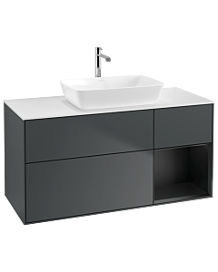 Villeroy und Boch Finion Villeroy und Boch G831PDHG 120cm, couvercle blanc mat, Emotion, étagères laqué noir mat, Midnight Blue Matt Lacquer