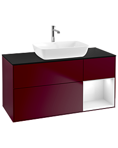 Villeroy und Boch Finion Villeroy und Boch G832GFHB 120cm, plaque de finition noir mat, Emotion, étagères Laque blanc brillant, Peony Matt