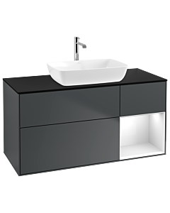 Villeroy und Boch Finion Villeroy und Boch G832GFHG 120cm, plaque de finition noir mat, Emotion, étagères Laque blanc brillant, Midnight Blue Matt Lacquer