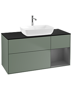 Villeroy und Boch Finion Villeroy und Boch G832GKGM 120cm, plaque de finition noir mat, Emotion, étagères laqué mat anthracite, Olive Matt Lacquer