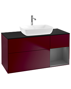 Villeroy und Boch Finion Waschtischunterschrank G832GKHB 120cm, Abdeckplatte black matt, Emotion, Regale Anthracite matt lacquer, Peony Matt