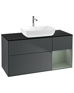 Villeroy und Boch Finion Waschtischunterschrank G832GMHG 120cm, Abdeckplatte black matt, Emotion, Regale Olive matt lacquer, Midnight Blue Matt Lacquer