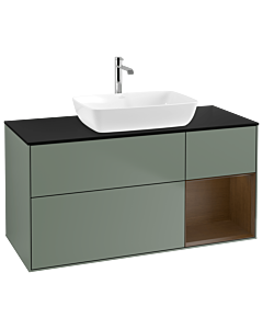 Villeroy und Boch Finion Villeroy und Boch G832GNGM 120cm, plaque de finition noir mat, émotion, étagères Walnut Veneer , Olive Matt Lacquer