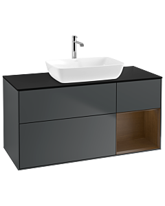 Villeroy und Boch Finion Villeroy und Boch G832GNHG 120cm, plaque de finition noir mat, Emotion, étagères Walnut Veneer , Midnight Blue Matt Lacquer