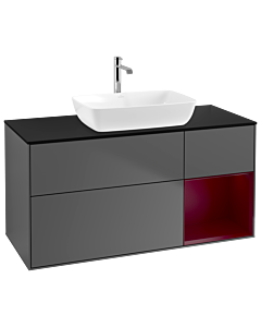 Villeroy und Boch Finion Villeroy und Boch Finion G832HBGK 120cm, cover plate black matt, Emotion, shelves Peony matt lacquer, anthracite matt