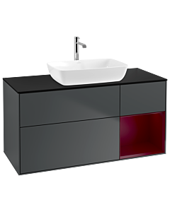 Villeroy und Boch Finion Waschtischunterschrank G832HBHG 120cm, Abdeckplatte black matt, Emotion, Regale Peony matt lacquer, Midnight Blue Matt Lacquer