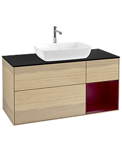 Villeroy und Boch Finion Villeroy und Boch Finion G832HBPC 120cm, cover plate black matt, Emotion, shelves Peony matt lacquer, Oak Veneer