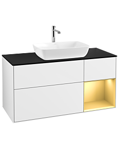 Villeroy und Boch Finion Villeroy und Boch Finion G832HFGF 120cm, cover plate black matt, Emotion, shelves gold matt lacquer, glossy white lacquer