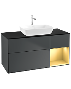 Villeroy und Boch Finion Waschtischunterschrank G832HFHG 120cm, Abdeckplatte black matt, Emotion, Regale Gold matt lacquer, Midnight Blue Matt Lacquer
