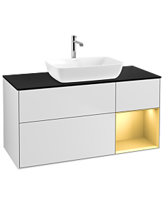Villeroy und Boch Finion Villeroy und Boch Finion G832HFMT 120cm, cover plate black matt, Emotion, shelves gold matt lacquer, white matt lacquer