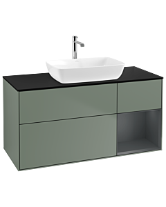 Villeroy und Boch Finion Villeroy und Boch G832HGGM 120cm, plaque de recouvrement noir mat, Emotion, étagères Laque mat minuit, Olive Matt Lacquer