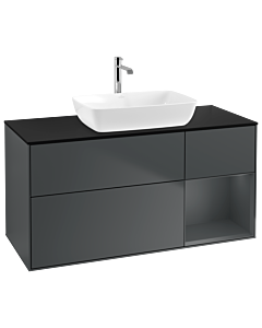 Villeroy und Boch Finion Waschtischunterschrank G832HGHG 120cm, Abdeckplatte black matt, Emotion, Regale Midnight matt lacquer, Midnight Blue Matt Lacquer