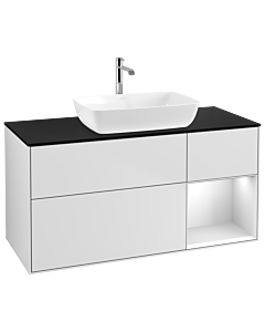Villeroy und Boch Finion Villeroy und Boch Finion G832MTMT 120cm, cover plate black matt, Emotion, shelves White matt lacquer, White matt lacquer