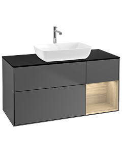 Villeroy und Boch Finion Villeroy und Boch G832PCGK 120cm, plaque de finition noir mat, émotion, étagères Oak Veneer , anthracite mat