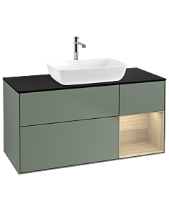 Villeroy und Boch Finion Villeroy und Boch Finion G832PCGM 120cm, cover plate black matt, Emotion, shelves Oak Veneer , Olive Matt Lacquer