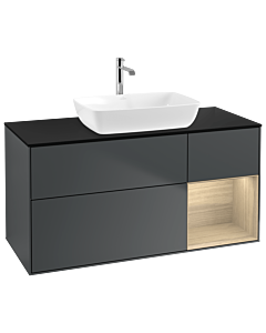 Villeroy und Boch Finion Villeroy und Boch G832PCHG 120cm, plaque de finition noir mat, Emotion, étagères Oak Veneer , Midnight Blue Matt Lacquer