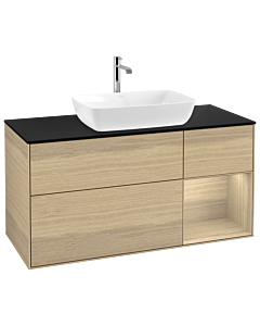 Villeroy und Boch Finion Villeroy und Boch G832PCPC 120cm, plaque de finition noir mat, émotion, étagères Oak Veneer , Oak Veneer