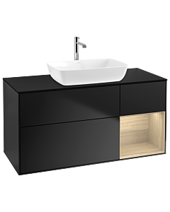 Villeroy und Boch Finion Villeroy und Boch G832PCPD 120cm, couvercle noir mat, Emotion, étagères Oak Veneer , laqué noir mat