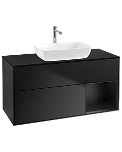 Villeroy und Boch Finion Waschtischunterschrank G832PDPD 120cm, Abdeckplatte black matt, Emotion, Regale Black matt lacquer, Black matt lacquer