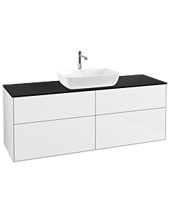 Villeroy und Boch Finion Waschtischunterschrank G85200GF 160x60,3cm, Emotion, Abdeckplatte black matt, Glossy white lacquer