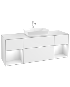 Villeroy und Boch Finion Villeroy und Boch Finion G861GFGF 160cm, cover plate white matt, Emotion, shelves Glossy white lacquer, Glossy white lacquer